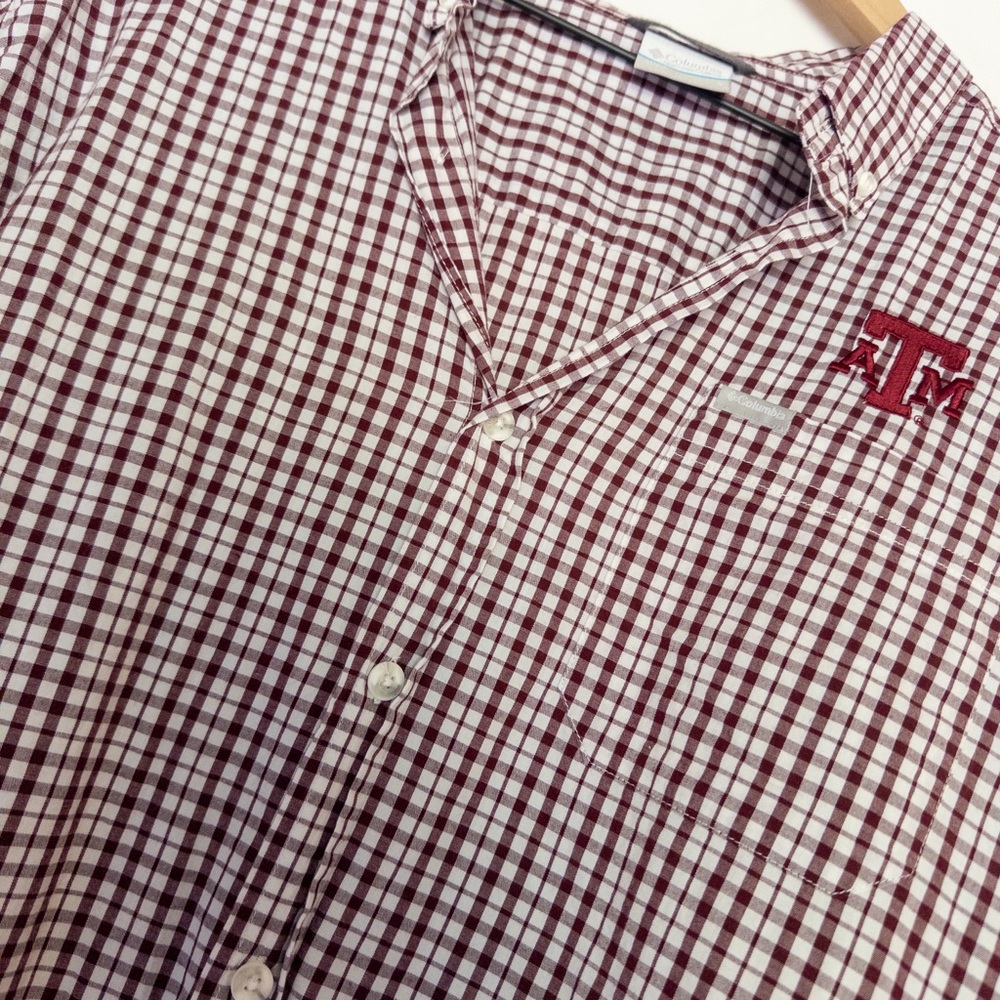 Columbia Maroon and White Texas A&M Button-Down Shirt with Embroidered Logo